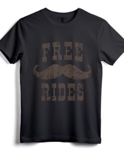 Lustiges T-Shirt Free Mustache Rides im Vintage-Stil  Party-T-Shirt im Distressed-Hipster-Stil mit Retro-Humor