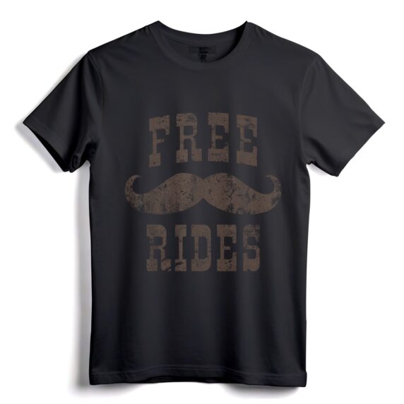 Lustiges T-Shirt Free Mustache Rides im Vintage-Stil  Party-T-Shirt im Distressed-Hipster-Stil mit Retro-Humor