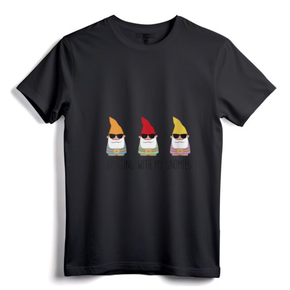 Damen-Shirt Hanging With My Gnomes, lustiges Gartenzwerg-Geschenk, V-Ausschnitt, einzigartiges Ruhestands- oder Geburtstagsgeschenk für Frauen